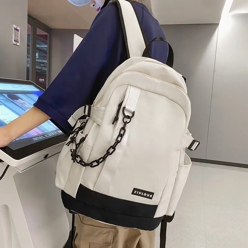GEERDUN Nylon Backpack Unisex Black/White/Blue/Green-4