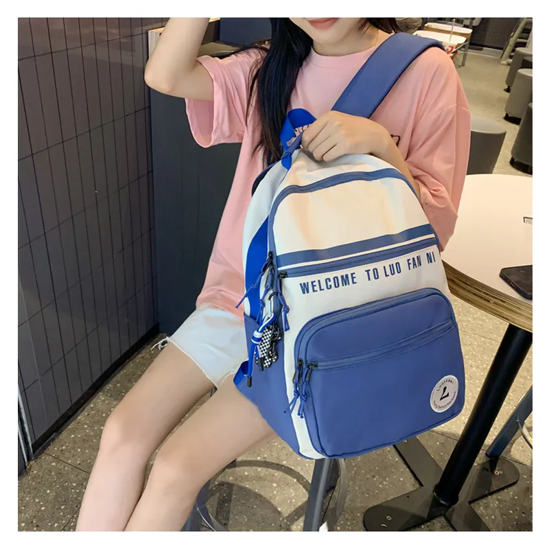 GEERDUN Nylon Backpack Regular Unisex Black/Red/Blue/White-5