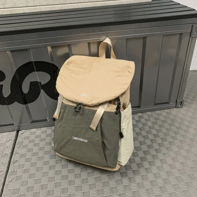 GEERDUN Nylon Backpack Unisex Black/Pink/Orange/Khaki-7