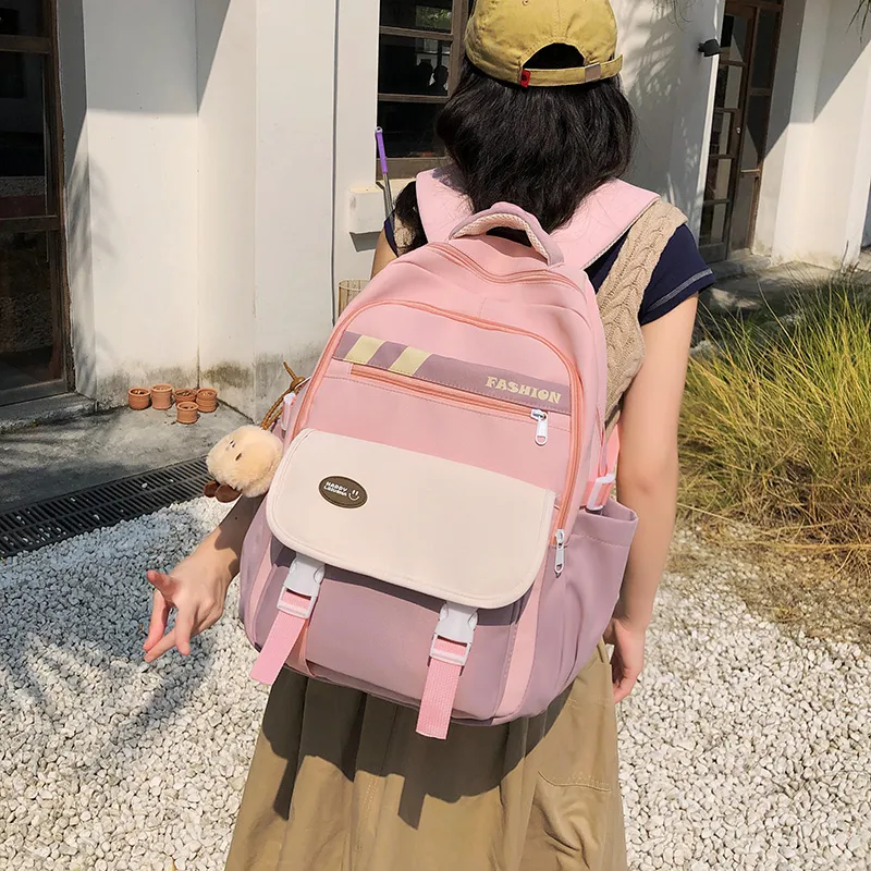 GEERDUN Nylon Backpack Unisex Black/Green/Blue/Pink-13