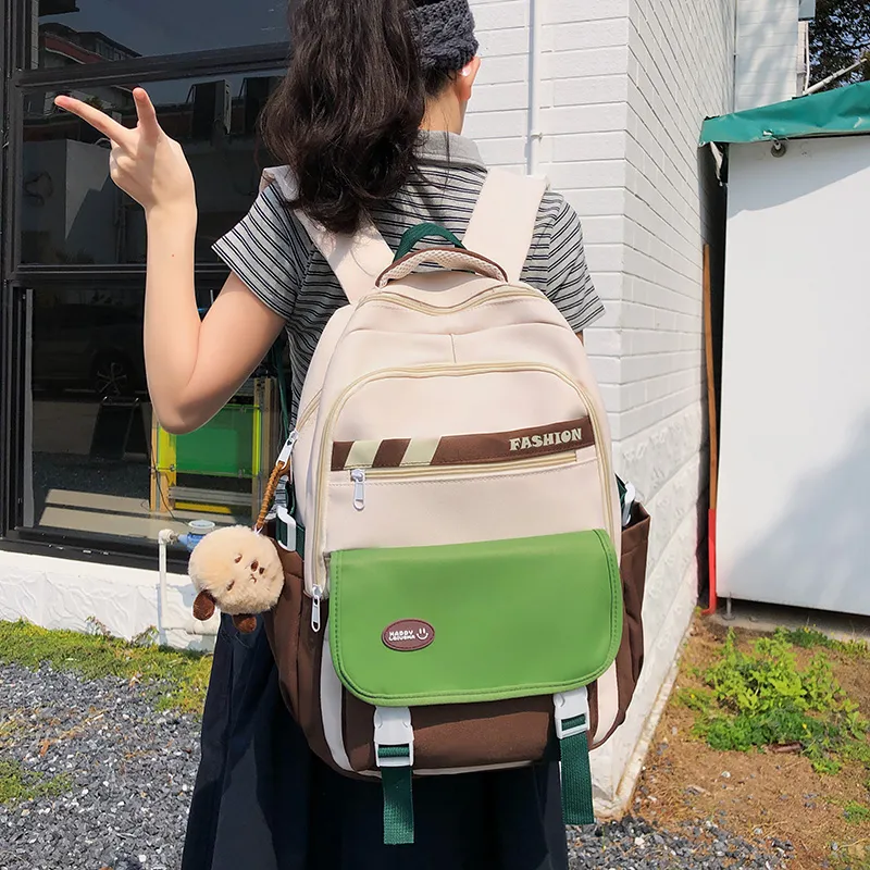 GEERDUN Nylon Backpack Unisex Black/Green/Blue/Pink-2
