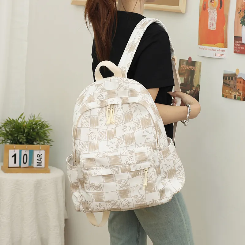 GEERDUN Polyester Cotton Blend Backpack Unisex Black/Gray/Blue/Coffee-9