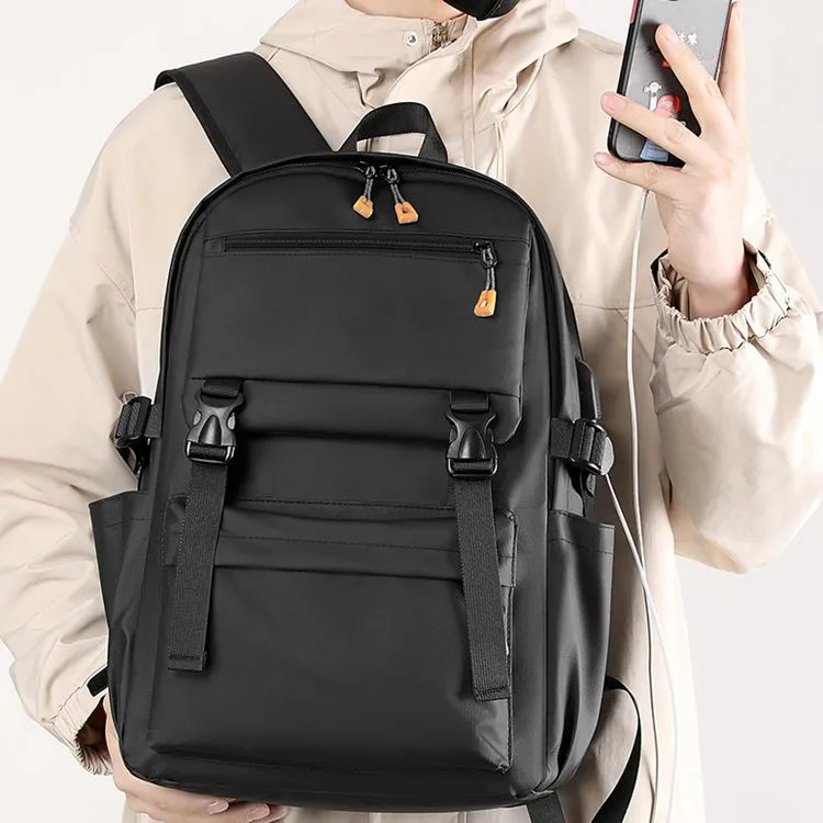 GEERDUN Nylon Laptop Bag Backpack Regular Unisex Light Gray/Dark Gray/Black-6