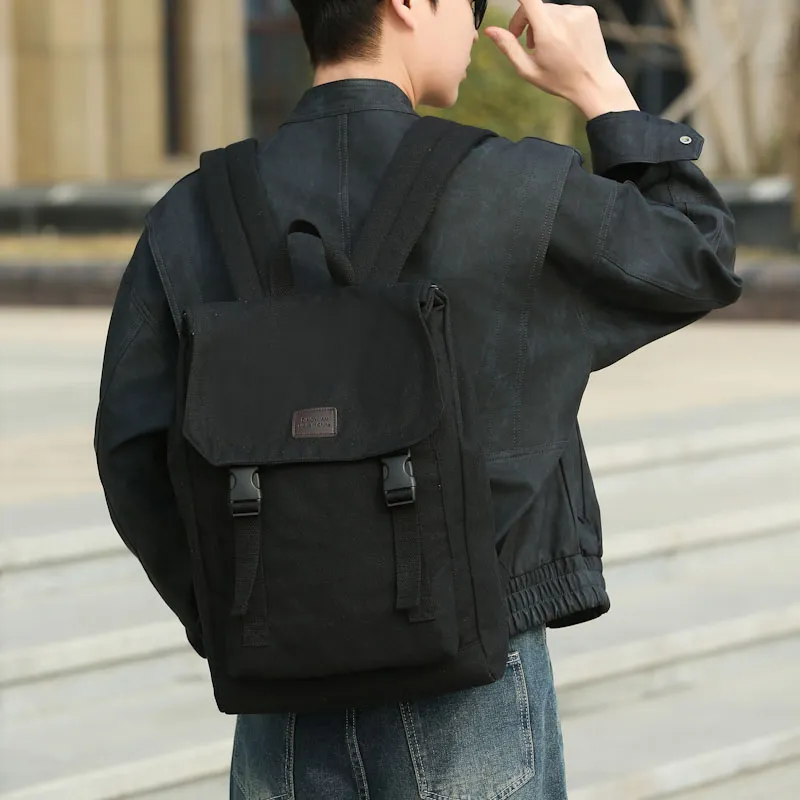 GEERDUN Canvas Backpack Unisex Black, Khaki-4