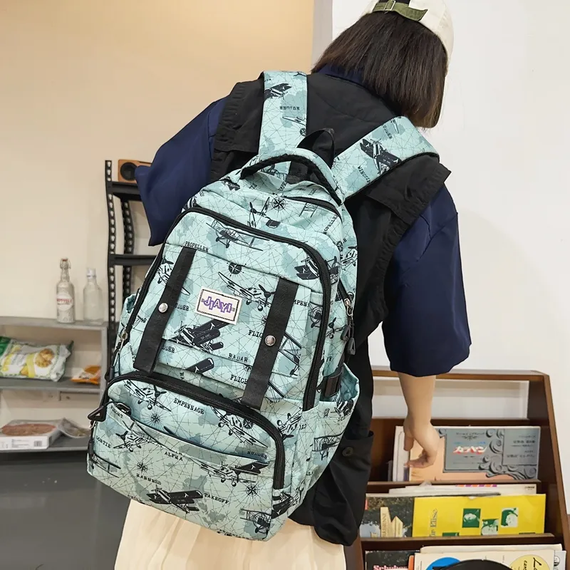 GEERDUN Nylon Backpack Unisex Black/Gray/Purple/Blue/Green-8