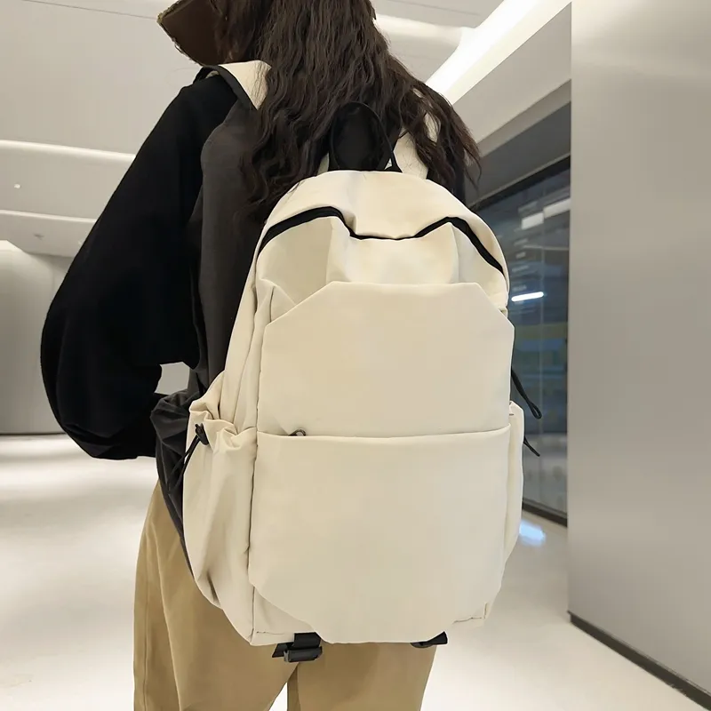 GEERDUN Nylon Backpack Unisex Black/White/Khaki/Green/Blue-4
