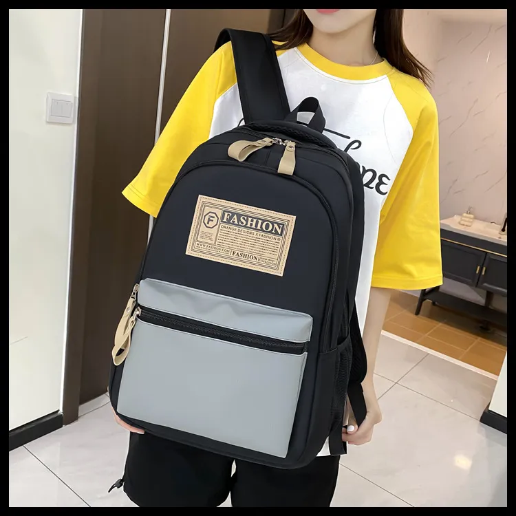 GEERDUN Canvas Backpack Unisex Light Gray/Black/Dark Gray/Navy Blue/Jasper-1