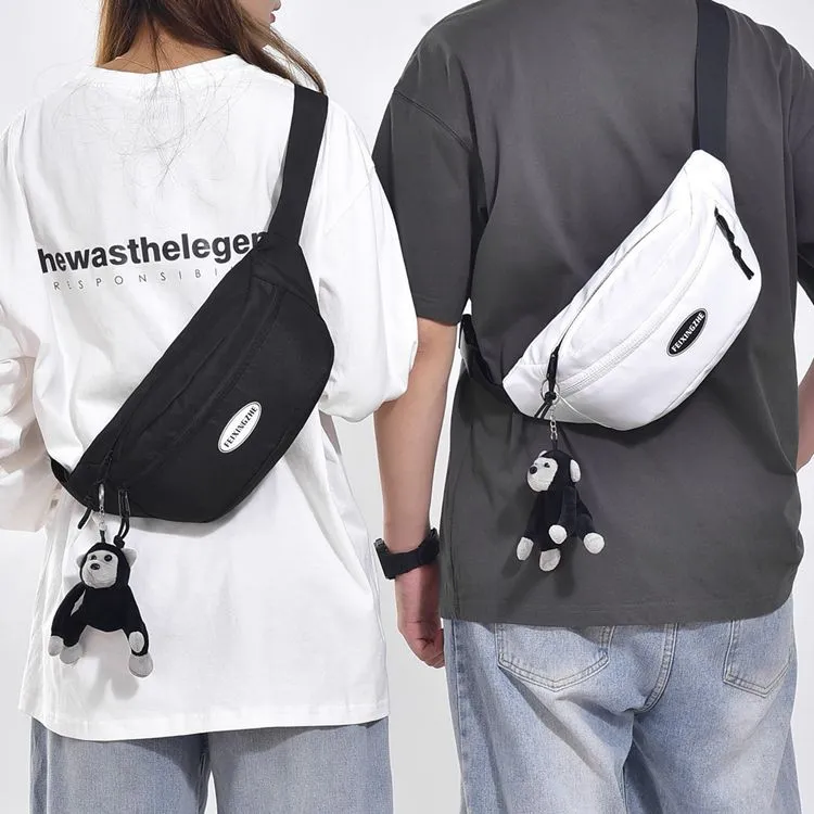GEERDUN Nylon Sling Bag, Crossbody Bag, Fanny Pack Regular Unisex Black/Gray/Orange Red/White/Black White-10