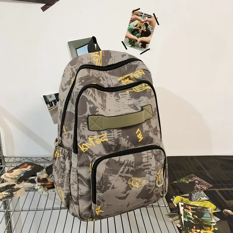 GEERDUN Nylon Backpack Regular Unisex Ecru/Black/Green/Peacock Blue/Pink-5