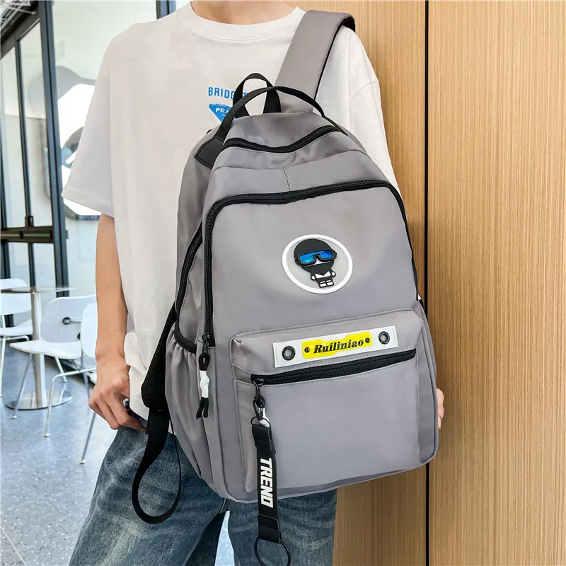 GEERDUN Nylon Backpack Regular Unisex Dark Gray/Black/Khaki/Light Gray/White-11