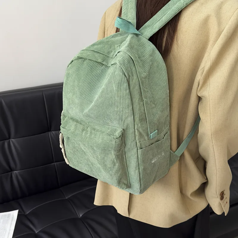 GEERDUN Corduroy Backpack Unisex Ecru, Gray, Black, Ginger Yellow, Green, Blue-19