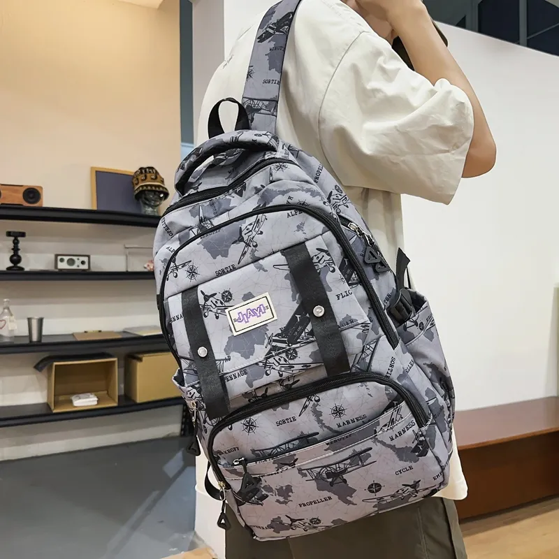 GEERDUN Nylon Backpack Unisex Black/Gray/Purple/Blue/Green-4