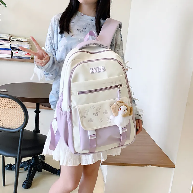 GEERDUN Nylon Backpack Women's Black/Pink/Purple/Blue/Yellow-7
