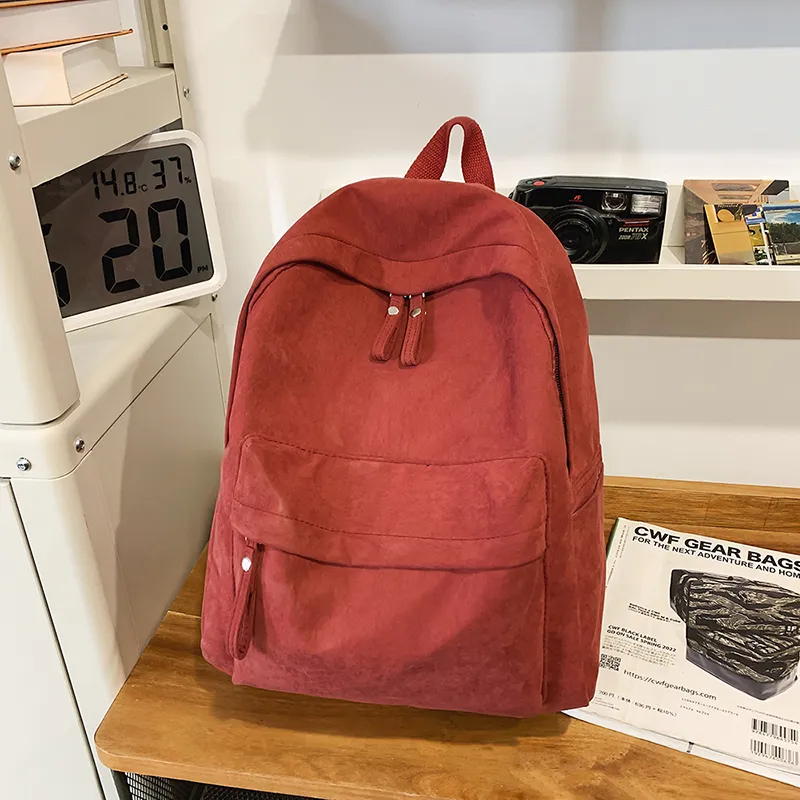 GEERDUN Nylon Backpack Unisex White/Black/Burgundy/Khaki/Green-5