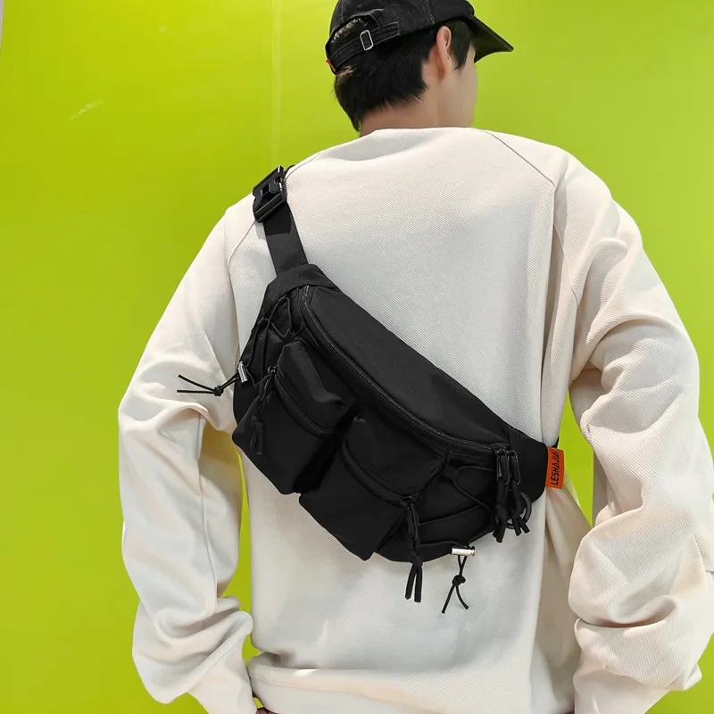 GEERDUN Nylon Sling Bag Fanny Pack Crossbody Bag Backpack Regular Unisex Black/Orange/Khaki/Green/Blue/Gray-2