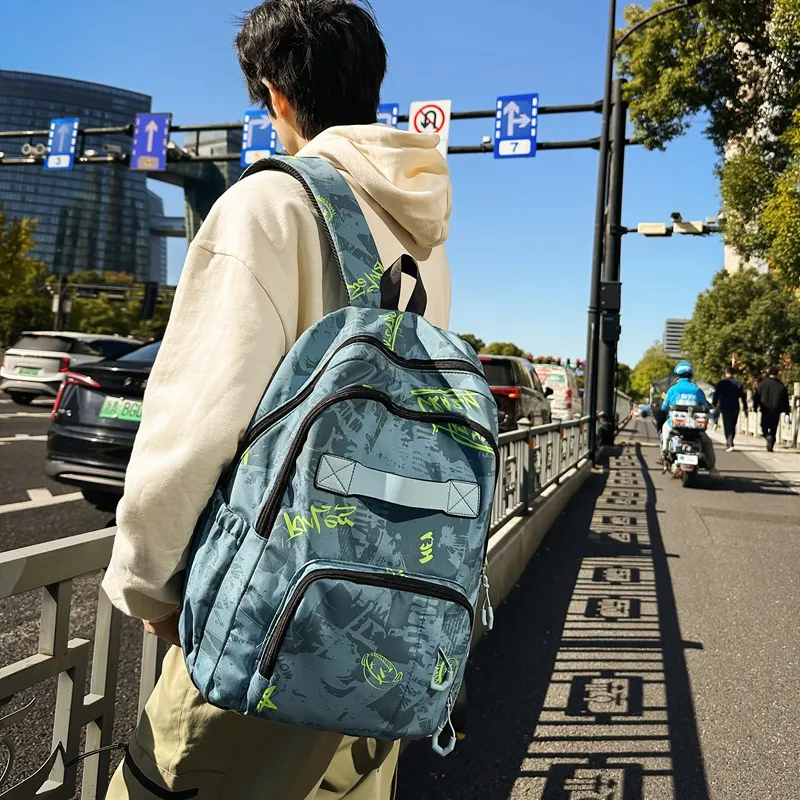 GEERDUN Nylon Backpack Regular Unisex Ecru/Black/Green/Peacock Blue/Pink-7