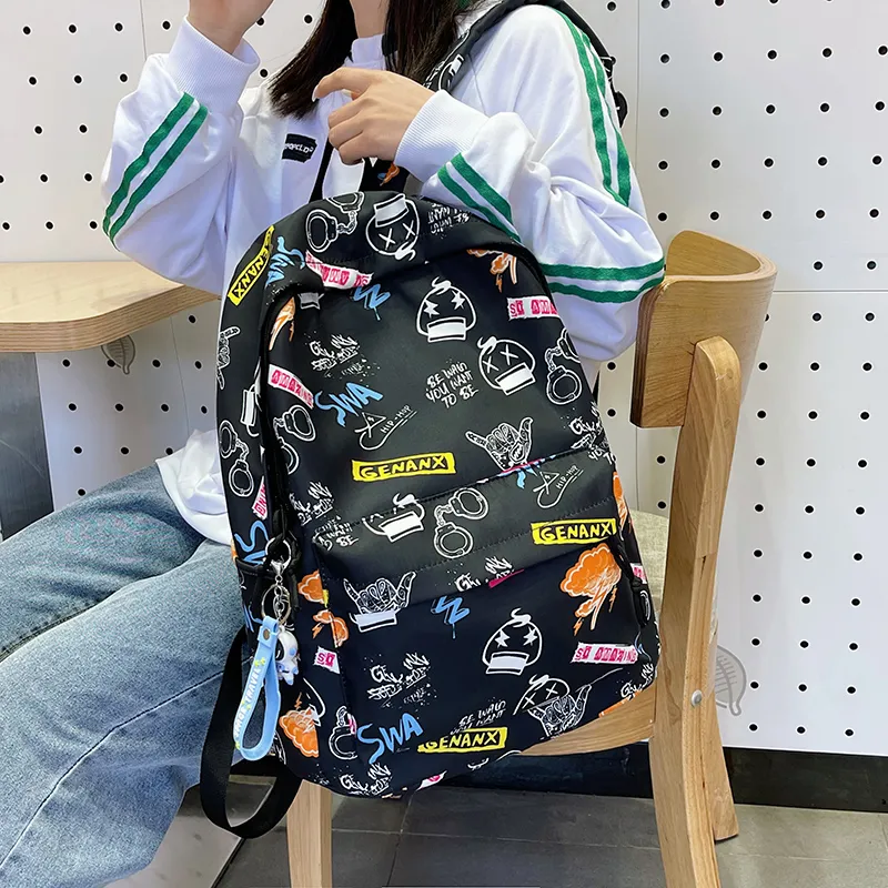 GEERDUN Nylon Backpack Regular Unisex Black/White/Gray/Khaki-2