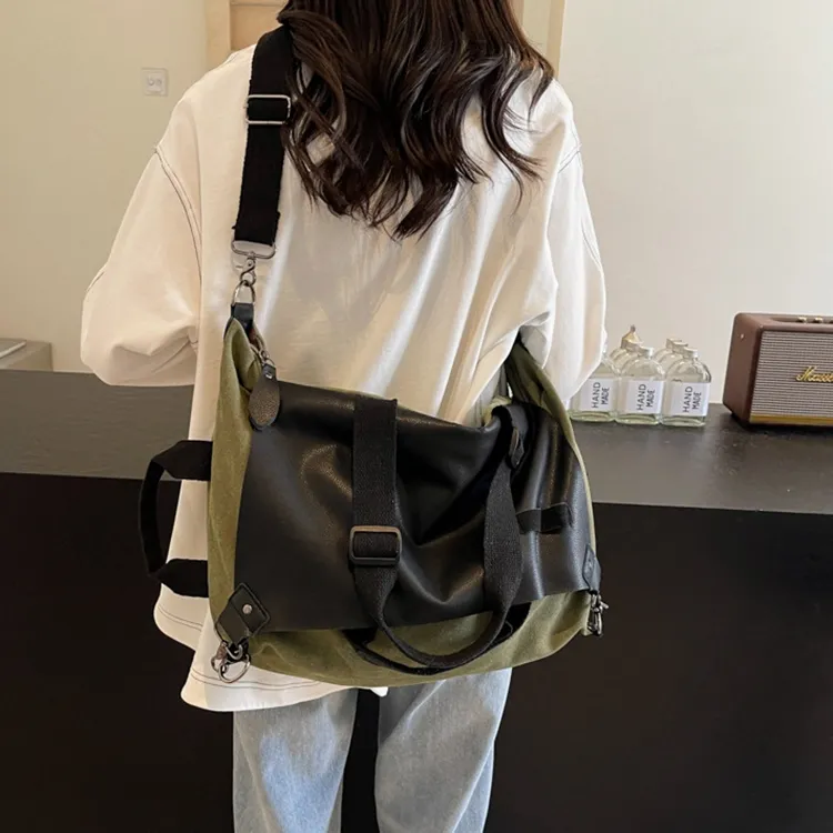 GEERDUN Canvas Bag, Crossbody Bag, Shoulder Bag Women's Gray/Green/Khaki-9