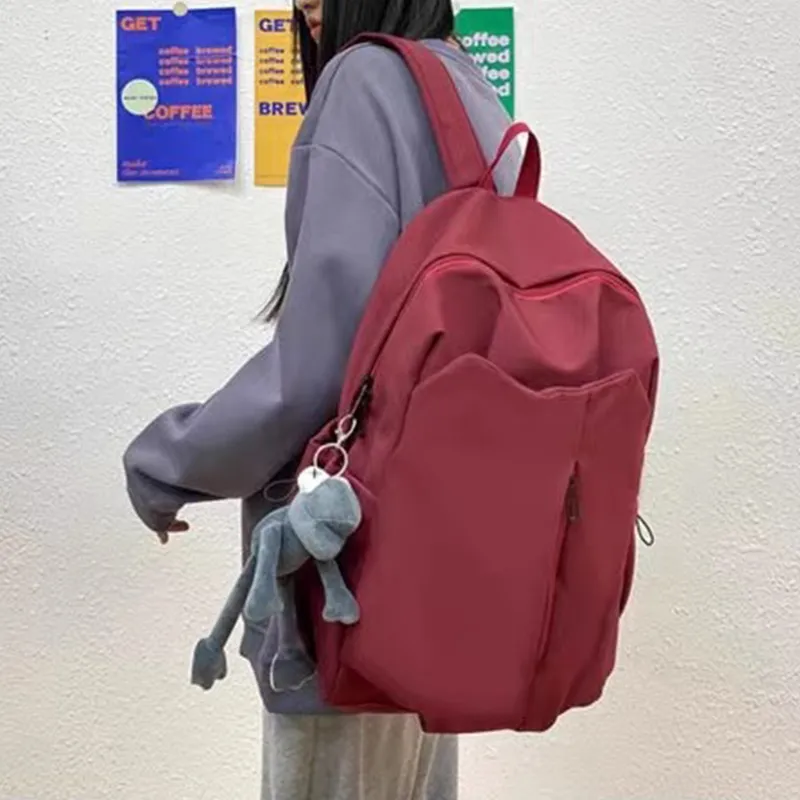 GEERDUN Durable Fabric Backpack Regular Unisex Black/Red/White/Gray-5