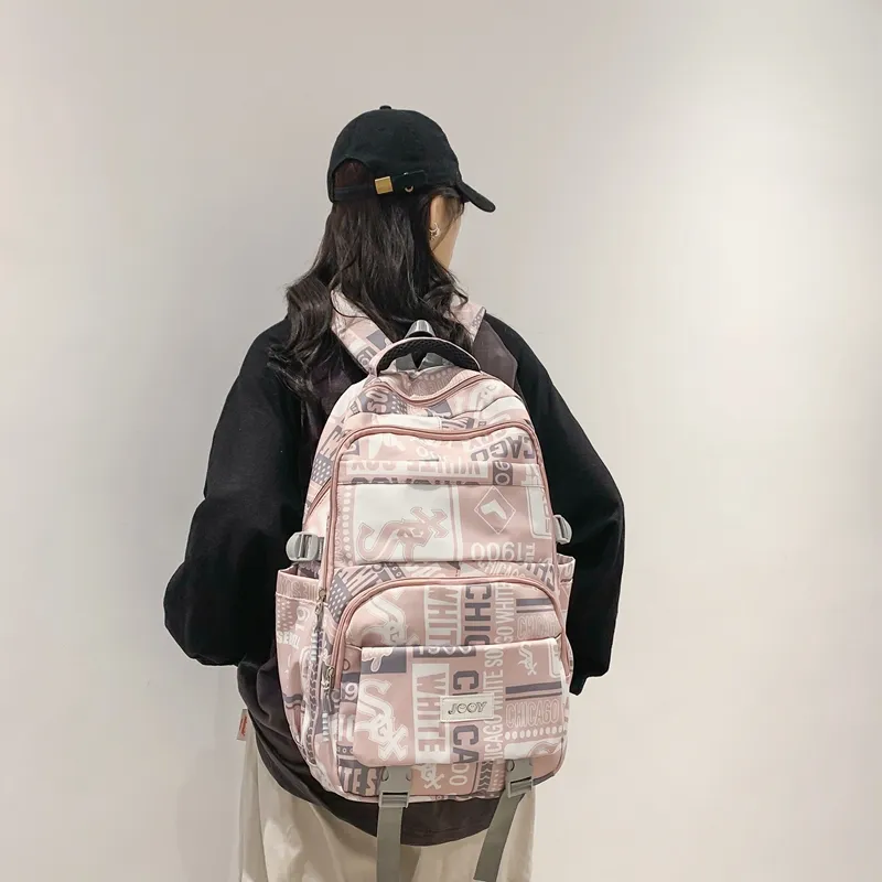 GEERDUN Nylon Backpack Unisex Black/Khaki/Blue/Green/Pink-5