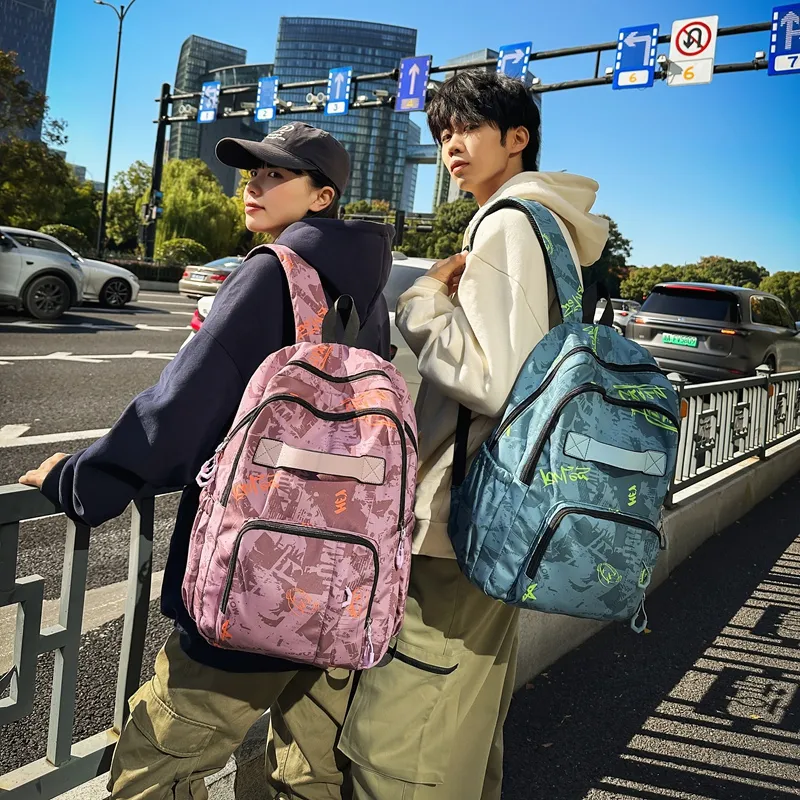 GEERDUN Nylon Backpack Regular Unisex Ecru/Black/Green/Peacock Blue/Pink-9