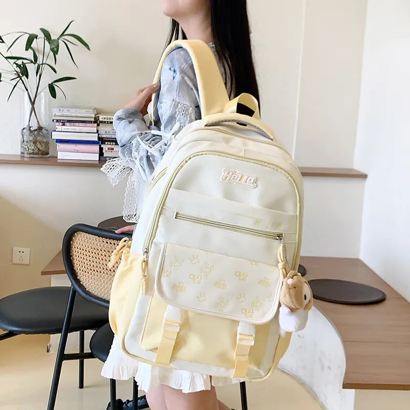 GEERDUN Nylon Backpack Women's Black/Pink/Purple/Blue/Yellow-1