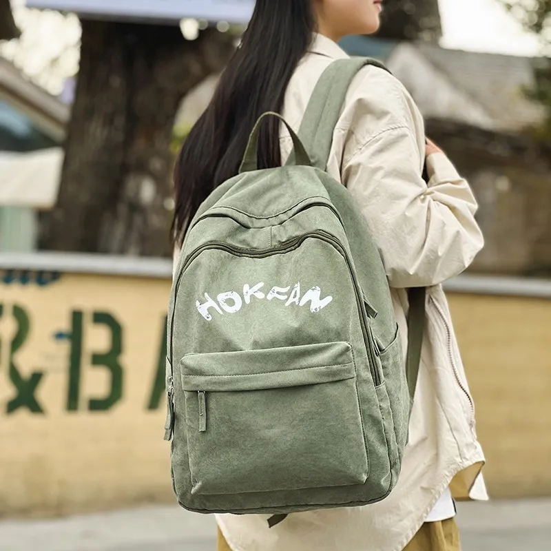 GEERDUN Nylon Backpack Regular Unisex White/Black/Red/Khaki/Green-9