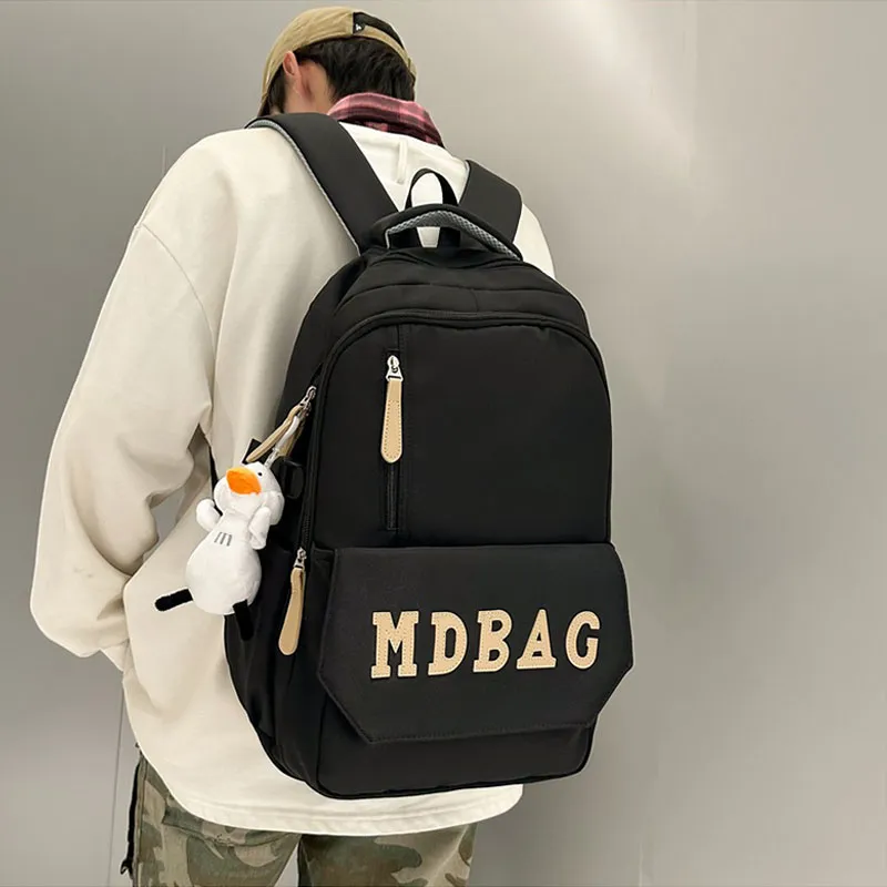GEERDUN Nylon Backpack Unisex Black/Red/White/Blue-4