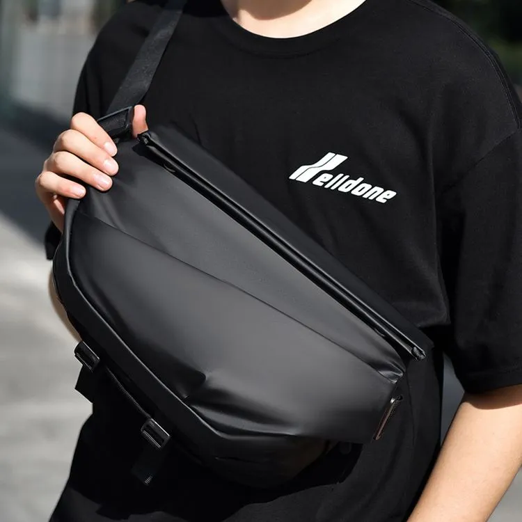 GEERDUN PU Waist Bag Chest Bag Men's Black/Gray-1