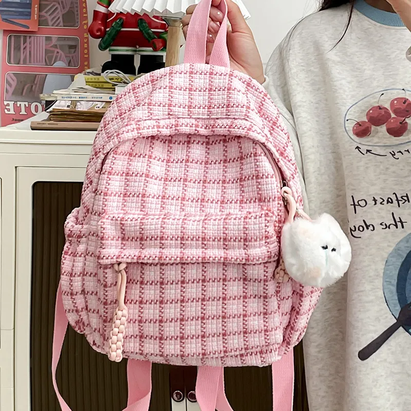 GEERDUN Cotton Fabric Backpack Women's Light Yellow/Light Green/Green/Pink-6
