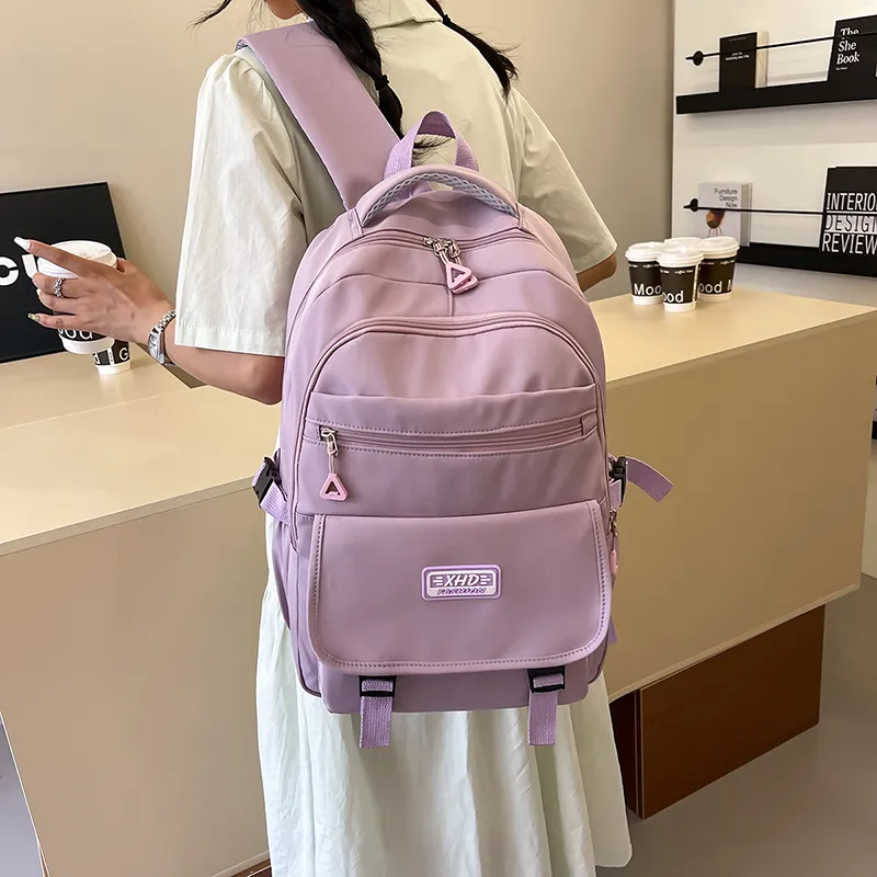 GEERDUN Nylon Backpack Unisex Black/Purple/Green/Blue/Pink-3