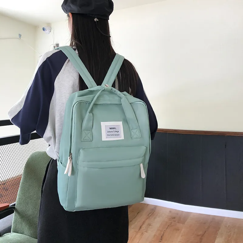 GEERDUN Nylon Backpack Regular Unisex Gray Pink/White Green/Black/Green/Pink-7