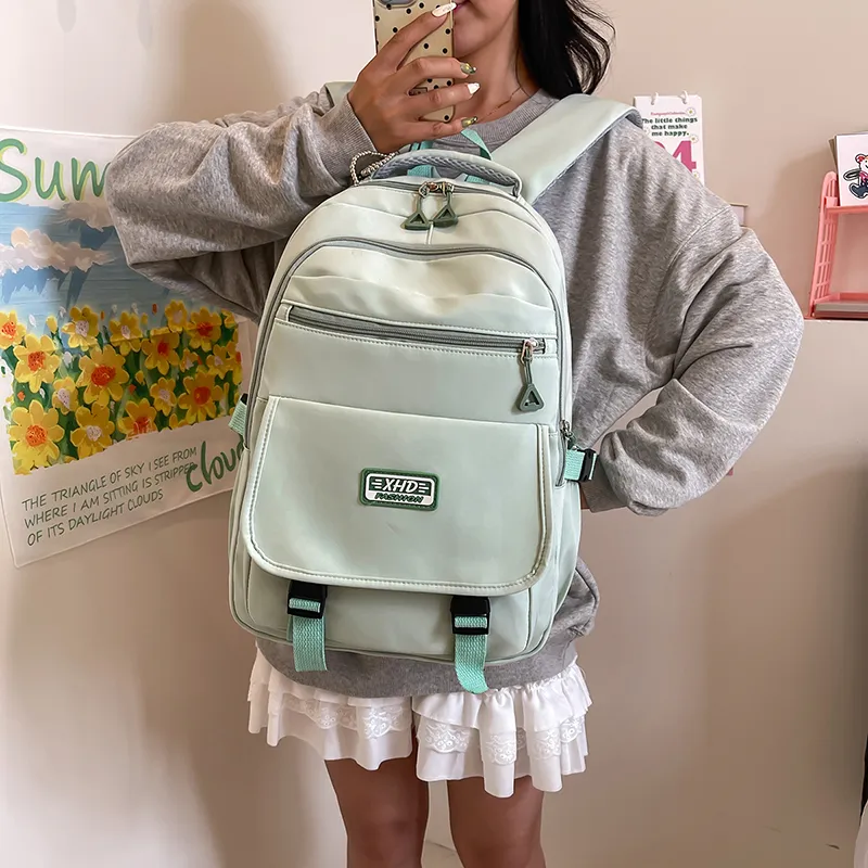 GEERDUN Nylon Backpack Unisex Black/Purple/Green/Blue/Pink-7