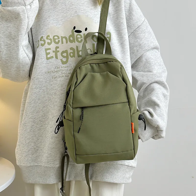GEERDUN Nylon Backpack Unisex Ecru/Black/Army Green-9