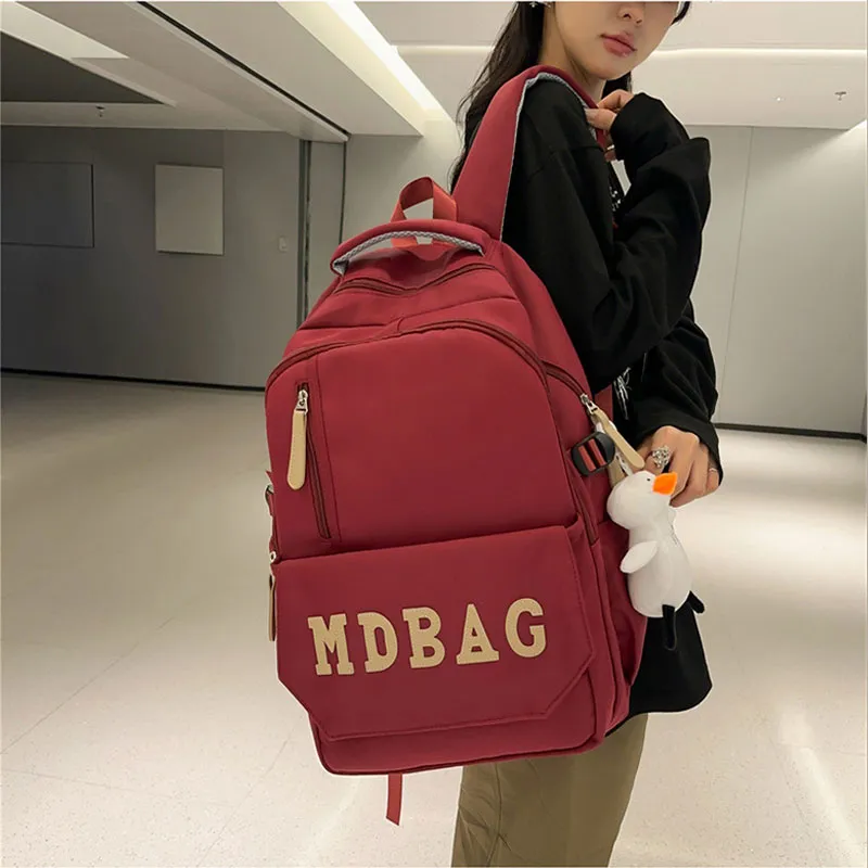 GEERDUN Nylon Backpack Unisex Black/Red/White/Blue-9