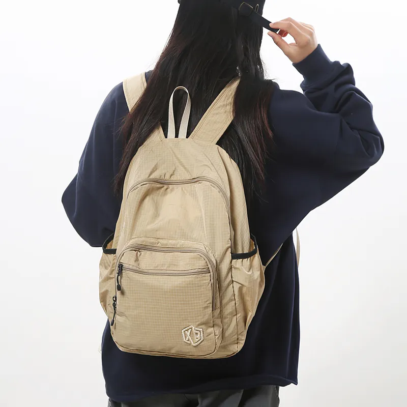 GEERDUN Nylon Backpack Unisex Khaki/Dragon Fruit/Gray/White/Pink/Red/Green/Black-1