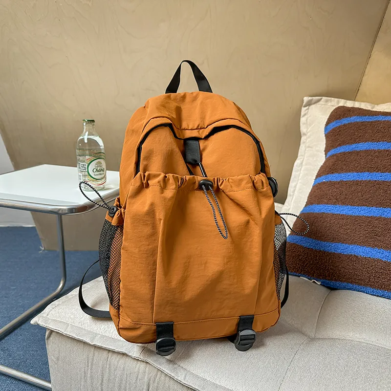 GEERDUN Nylon Backpack Unisex Ecru/Black/Burgundy/Orange-10