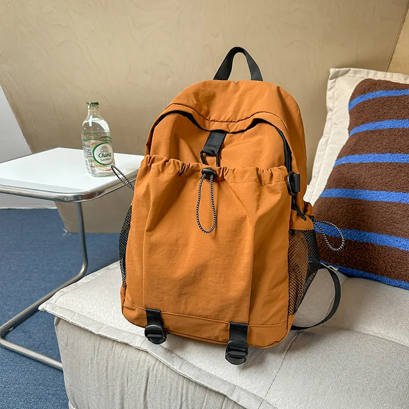 GEERDUN Nylon Backpack Unisex Ecru/Black/Burgundy/Orange-11