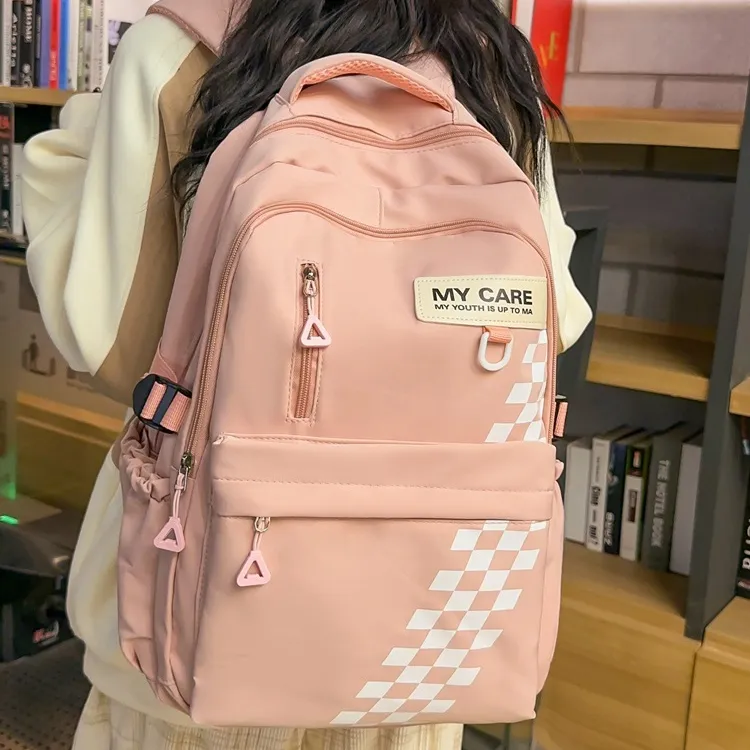 GEERDUN Nylon Laptop Backpack Unisex Black/Pink/White/Green-4