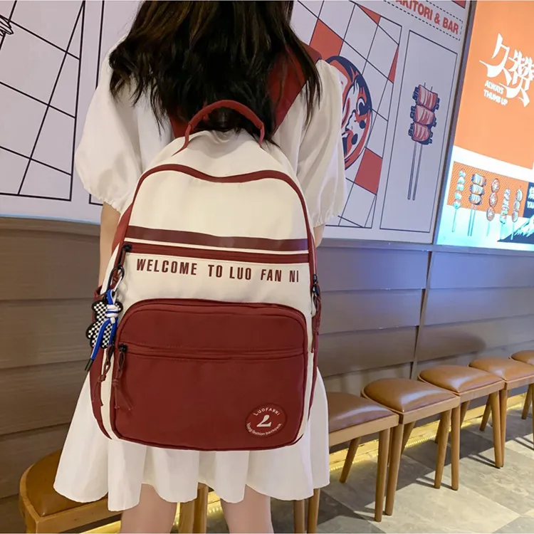 GEERDUN Nylon Backpack Regular Unisex Black/Red/Blue/White-2