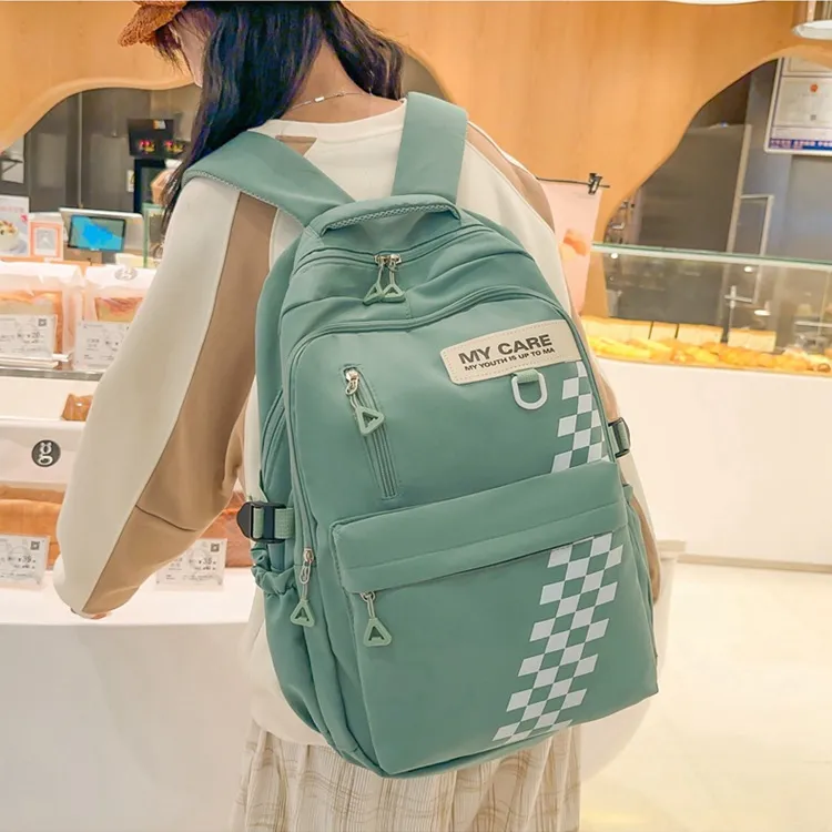 GEERDUN Nylon Laptop Backpack Unisex Black/Pink/White/Green-12