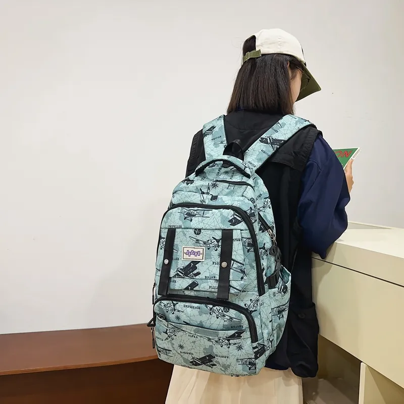 GEERDUN Nylon Backpack Unisex Black/Gray/Purple/Blue/Green-9