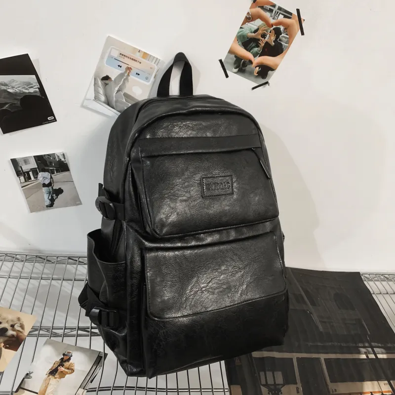 GEERDUN PU Backpack Unisex Black/Brown-1