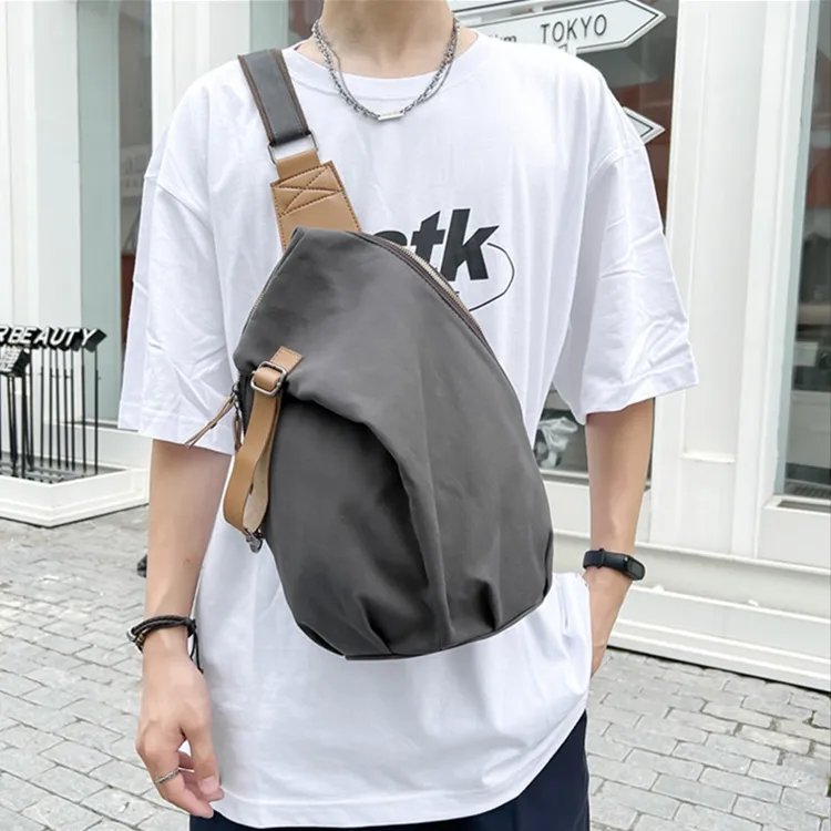 GEERDUN Oxford Crossbody Bag, Shoulder Bag, Sling Bag Regular Unisex White/Black/Dark Gray-10