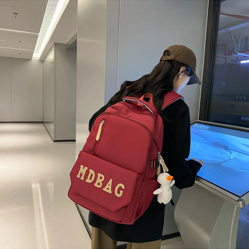 GEERDUN Nylon Backpack Unisex Black/Red/White/Blue-10