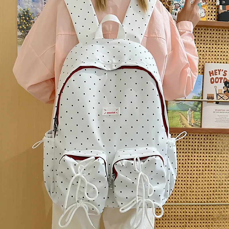 GEERDUN Nylon Backpack Women's White, Black, Light Blue-1