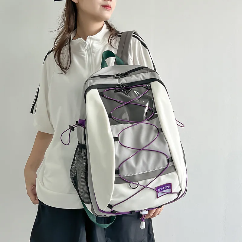 GEERDUN Nylon Fabric Backpack Regular Unisex Purple/Blue/Orange/Green-1
