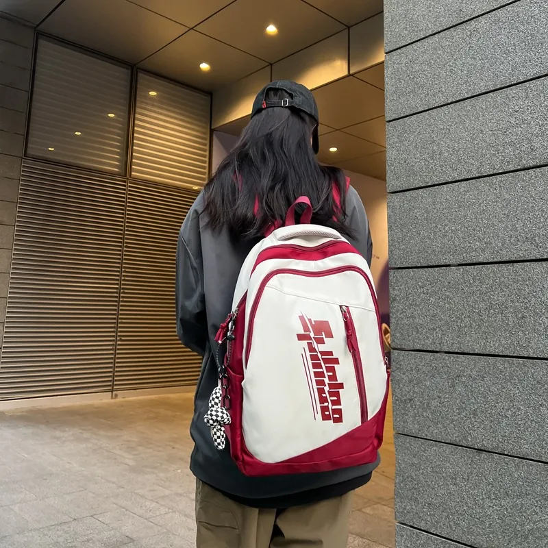 GEERDUN Nylon Backpack Regular Unisex Brown/Red/Red Blue/Black/Gray/Blue-12