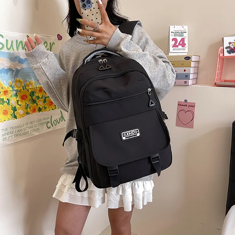 GEERDUN Nylon Backpack Unisex Black/Purple/Green/Blue/Pink-1