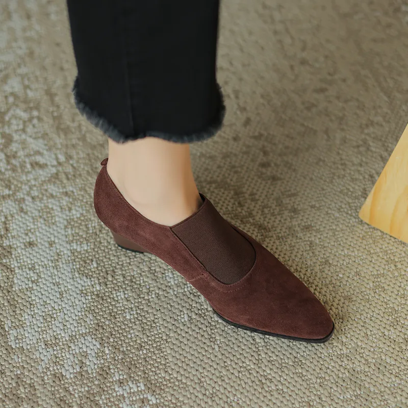 XICUNMINGWU Wedge Heel High Heels Women's Coffee-2